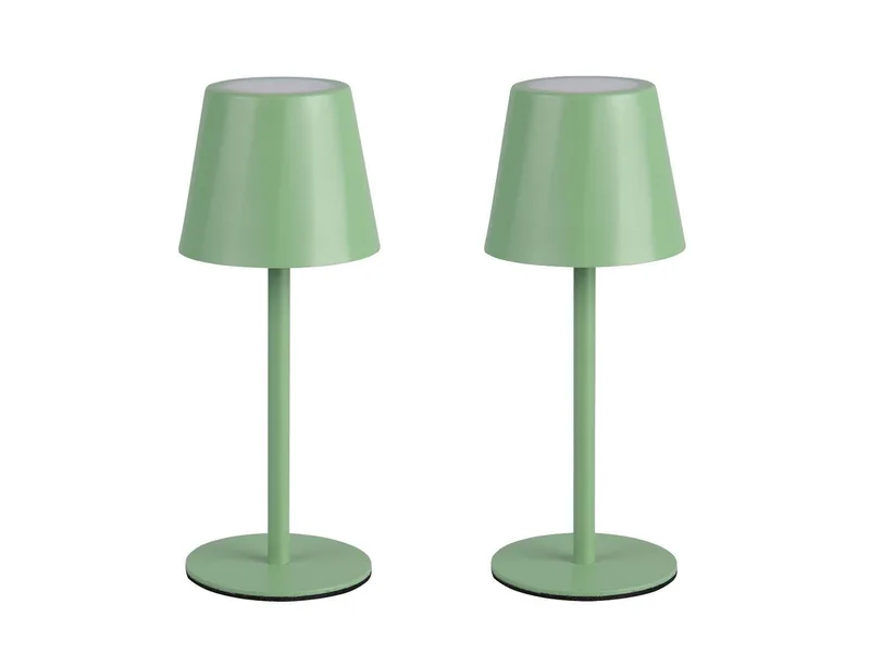 LED Außen-Tischleuchte, dimmbar, LED fest integriert, Lichtfarbe Warmweiß bis Tageslicht einstellbar, 2er SET Outdoor USB Lampen kabellos mit Akku, 21cm klein de Reality en Vert – photo produit