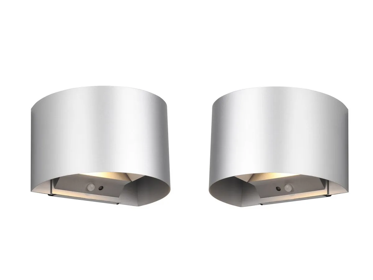 LED Außen-Wandleuchte, Bewegungsmelder, LED fest integriert, Warmweiß, Akku ohne Strom-anschluss kabel-los innen mit Bewegungsmelder, H: 10cm fra Reality i Grå – produktbillede