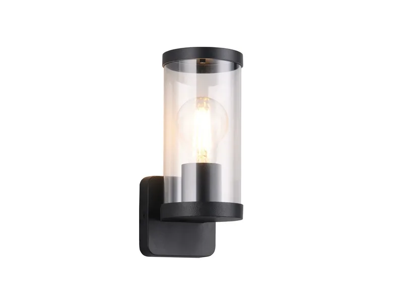 LED Außen-Wandleuchte, LED wechselbar, Warmweiß, Fassaden-beleuchtung Haus-wand, Terrassenleuchte Höhe 23cm von Reality in Schwarz – Produktfoto