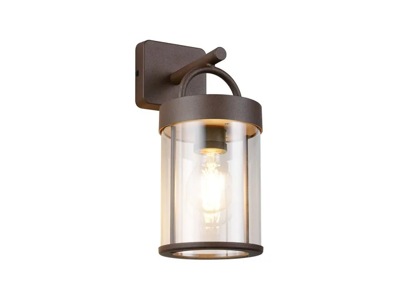 LED Außen-Wandleuchte, LED wechselbar, warmweiß, Wand-Laterne zur Fassadenbeleuchtung Hauswand aus Aluminium, Höhe 29cm de Reality en Marron – photo produit