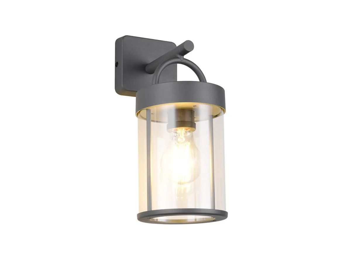LED Außen-Wandleuchte, LED wechselbar, warmweiß, Wand-Laterne zur Hausbeleuchtung für Hauswand aus Aluminium, Höhe 29cm de Reality en Gris – photo produit