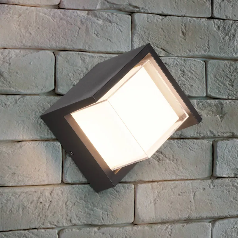 LED buiten wandlamp Puno, IP54, hoekig de Reality en Noir, Blanc – photo produit