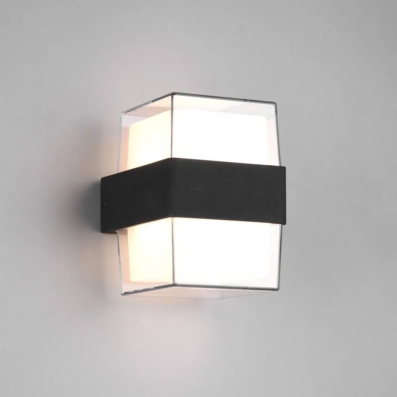 LED buitenwandlamp Molina, hoekig, antraciet de Reality en Anthracite, Blanc, Transparent – photo produit