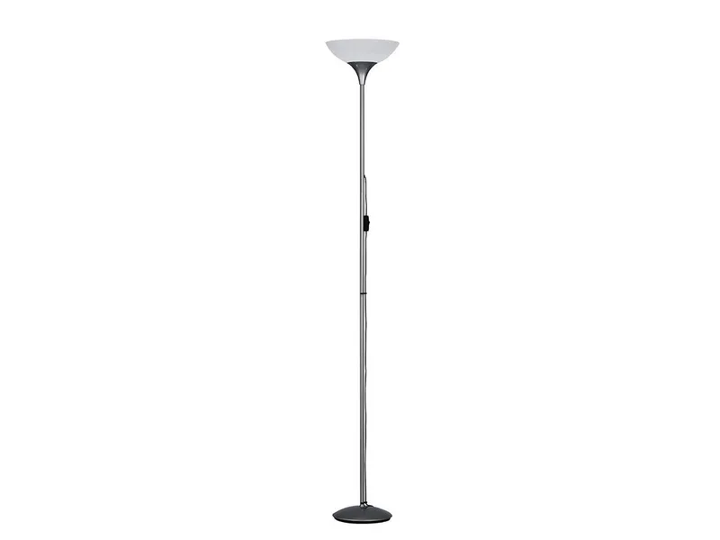 LED Deckenfluter aus Metall in Silber, Höhe 180cm, LED wechselbar, Warmweiß, Stehlampe Designklassiker Wohnzimmer-lampe stehend, inkl. E27 LED de Reality en Argent – photo produit