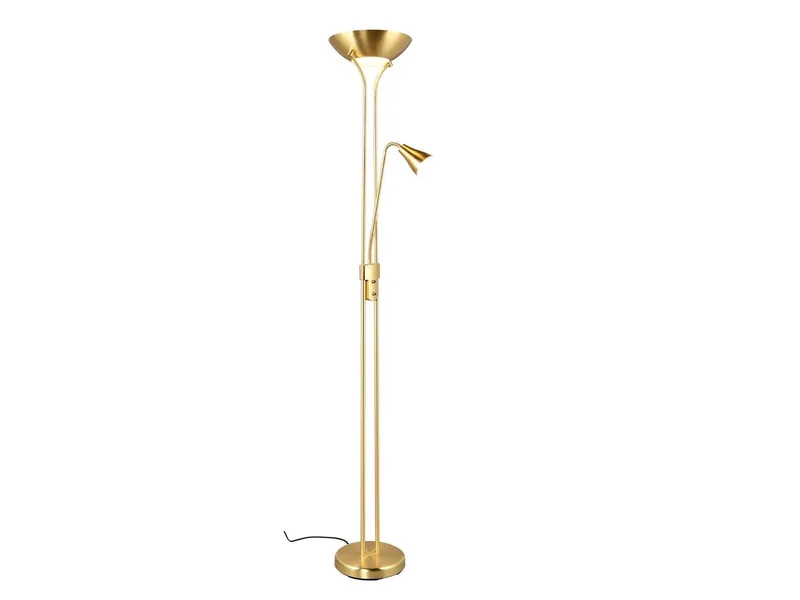 LED Deckenfluter mit Leselampe & Glasschirm, Höhe 181,5cm, dimmbar, LED wechselbar, Warmweiß, große Stehlampe Wohnzimmer zum Lesen, Stehleuchte Lese-Ecke de Reality en Or – photo produit