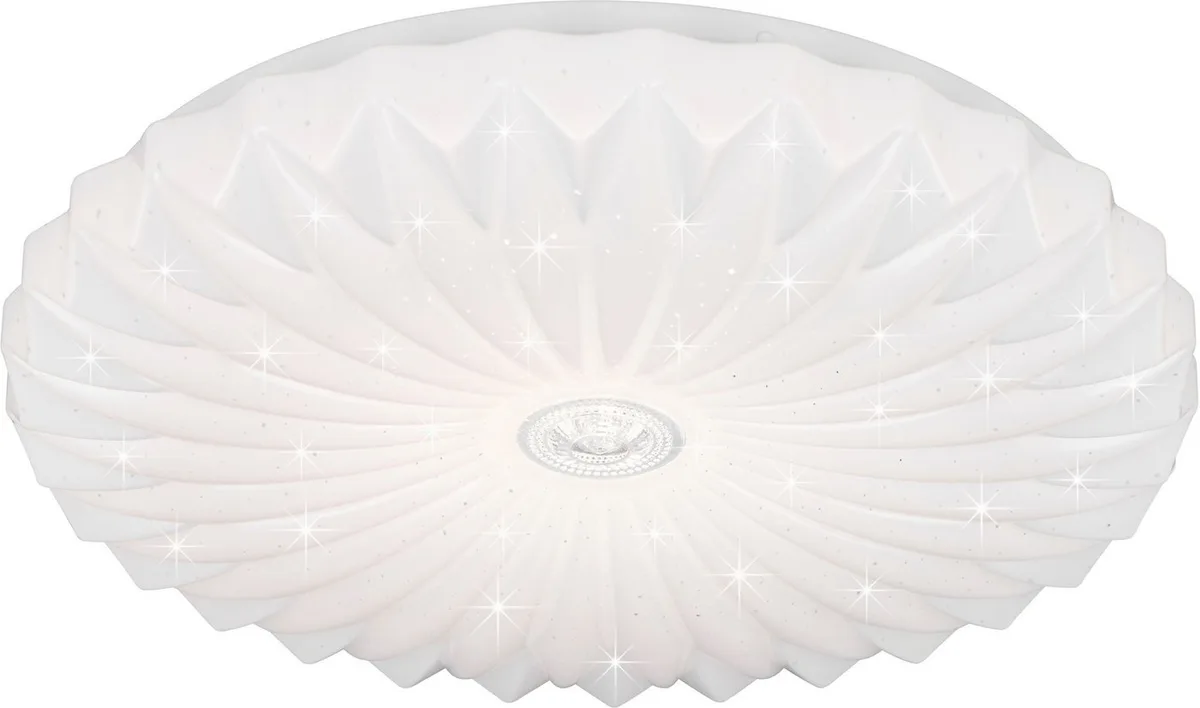 LED Deckenleuchte ATARIS, Deckenlampe Ø 38cm Glitzer Starlight Effekt 18W LED 1900 Lumen, CCT - über Fernbedienung, Dimmfunktion, Memoryfunktion, Nachtlichtfunktion, mehrere Helligkeitsstufen, LED fest integriert, Farbwechsler, warmweiß - kaltweiß, inkl Fernbedienung, dimmbar, CCT L fra Reality i Hvid – produktbillede