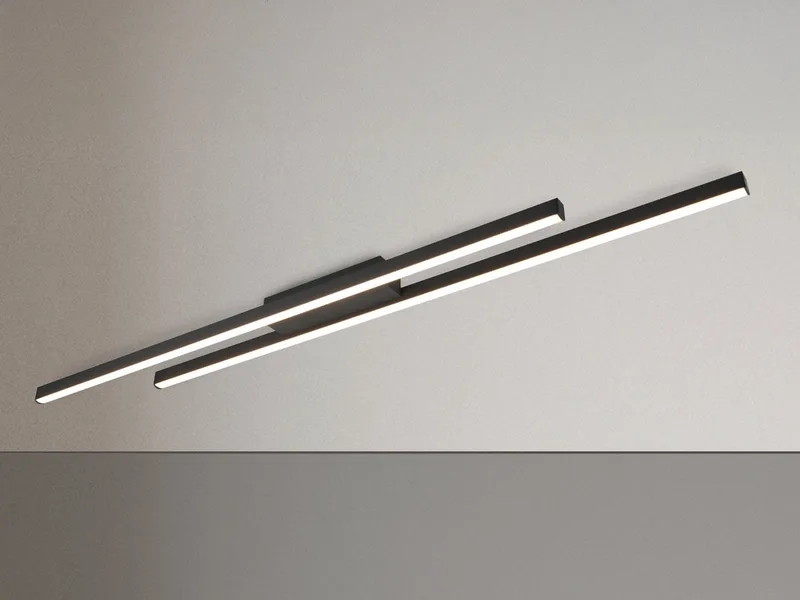 LED Deckenleuchte aus Metall in Breite 110cm, LED fest integriert, Warmweiß, flache Decke-nbeleuchtung modern lang, Wohnzimmerlampe & Küchenlampe van Reality in Zwart – productfoto 2 van 5