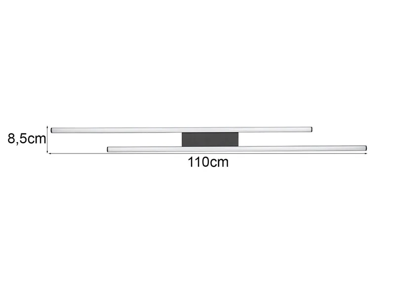 LED Deckenleuchte aus Metall in Breite 110cm, LED fest integriert, Warmweiß, flache Decke-nbeleuchtung modern lang, Wohnzimmerlampe & Küchenlampe van Reality in Zwart – productfoto 3 van 5