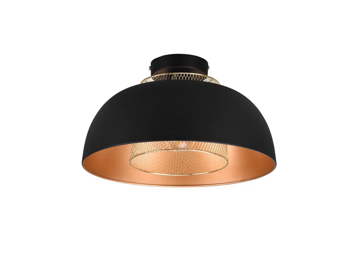 LED Deckenleuchte aus Metall in Gold, Ø 35cm, dimmbar, LED wechselbar, Warmweiß, Industrial Style Deckenlampe Flurlampe mit Drahtgeflecht inkl. E27 LED från Reality i Svart – produktbild