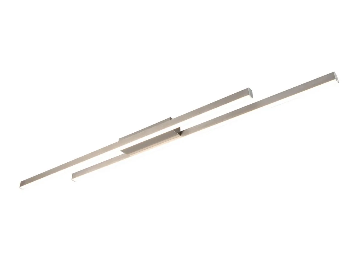 LED Deckenleuchte aus Metall in Silber, Breite 110cm, LED fest integriert, Warmweiß, flache Decke-nbeleuchtung modern lang, Wohnzimmerlampe & Flurlampe von Reality in Silber – Produktfoto