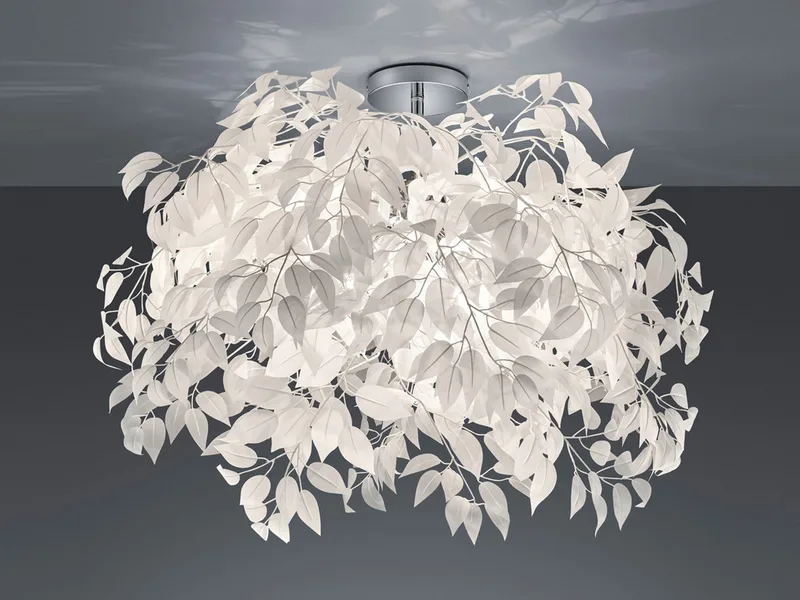 LED Deckenleuchte Blattlampe Ø 70cm inkl. E14 LED, dimmbar, LED wechselbar, Warmweiß, große ausgefallene extravagante Blätter Deckenlampe Wohnzimmer fra Reality i Hvid – produktbillede 3 af 5