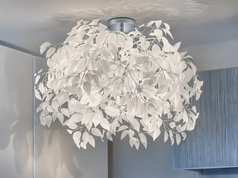 LED Deckenleuchte Blattlampe Ø 70cm inkl. E14 LED, dimmbar, LED wechselbar, Warmweiß, große ausgefallene extravagante Blätter Deckenlampe Wohnzimmer fra Reality i Hvid – produktbillede 2 af 5