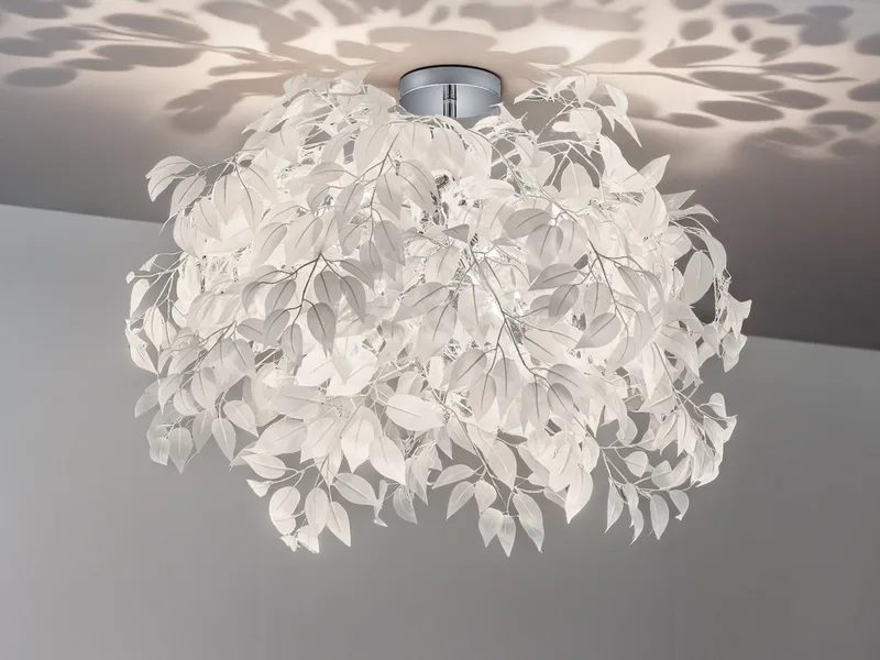 LED Deckenleuchte Blattlampe Ø 70cm inkl. E14 LED, dimmbar, LED wechselbar, Warmweiß, große ausgefallene extravagante Blätter Deckenlampe Wohnzimmer fra Reality i Hvid – produktbillede 5 af 5