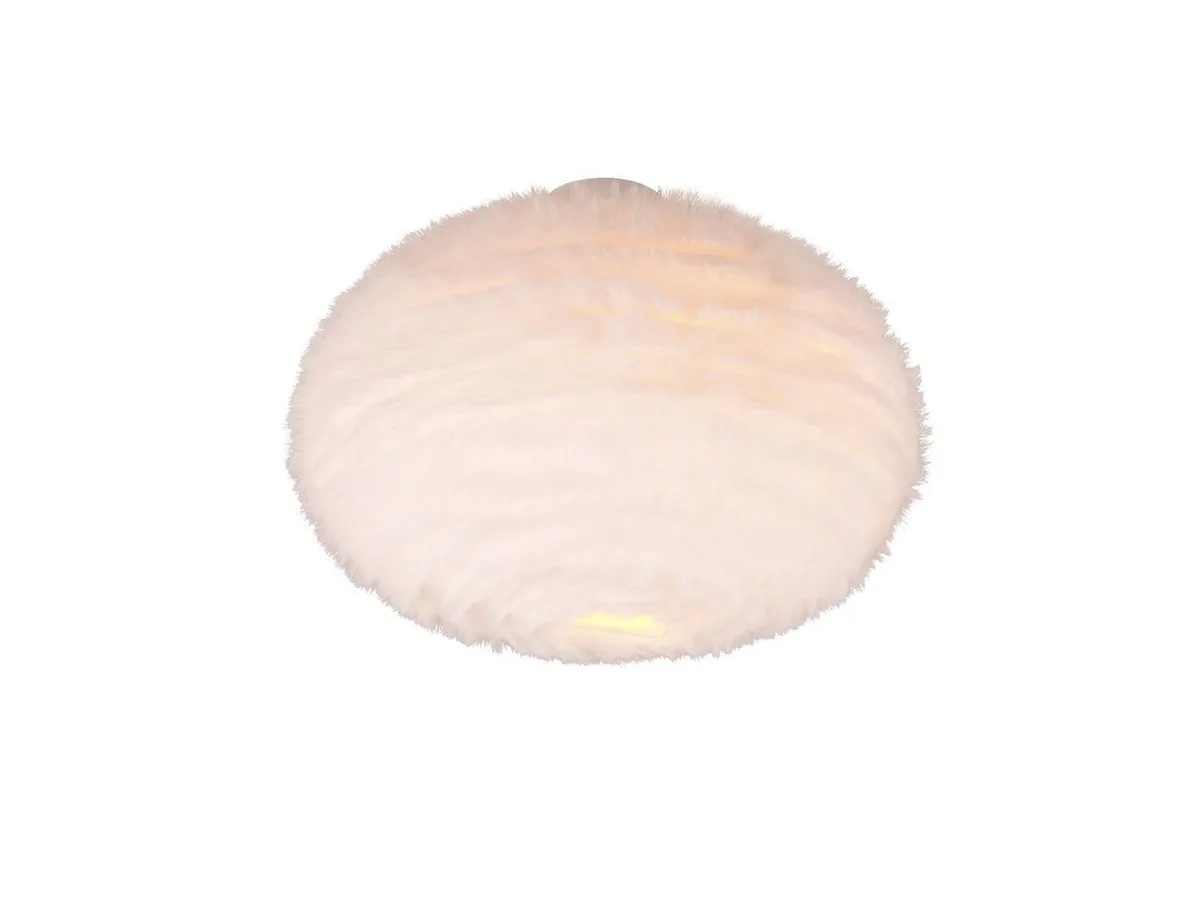 LED Deckenleuchte, Dimmfunktion, LED wechselbar, Warmweiß, große ausgefallene coole mit Kugel Lampenschirm Plüsch-Stoff Ø 50cm von Reality in Beige – Produktfoto