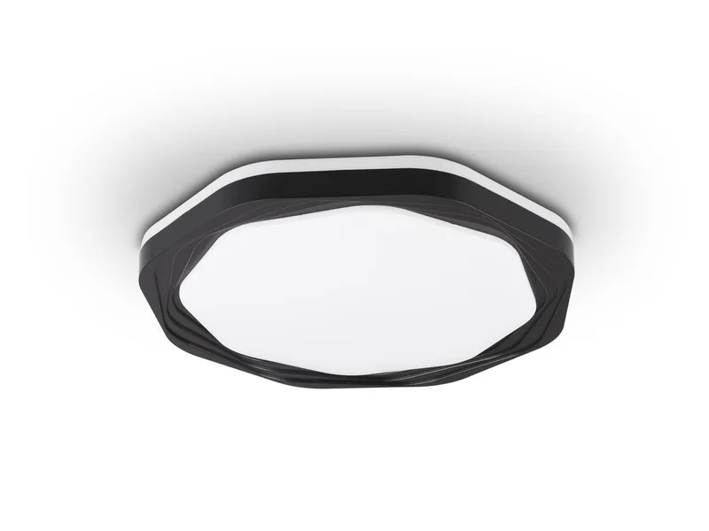 LED Deckenleuchte flach groß rund minimalistisch Ø 52,5cm, Dimmbar, LED fest integriert, Warmweiß, LED stufenweise dimmbar über Schalter fra Reality i Sort, Hvid – produktbillede