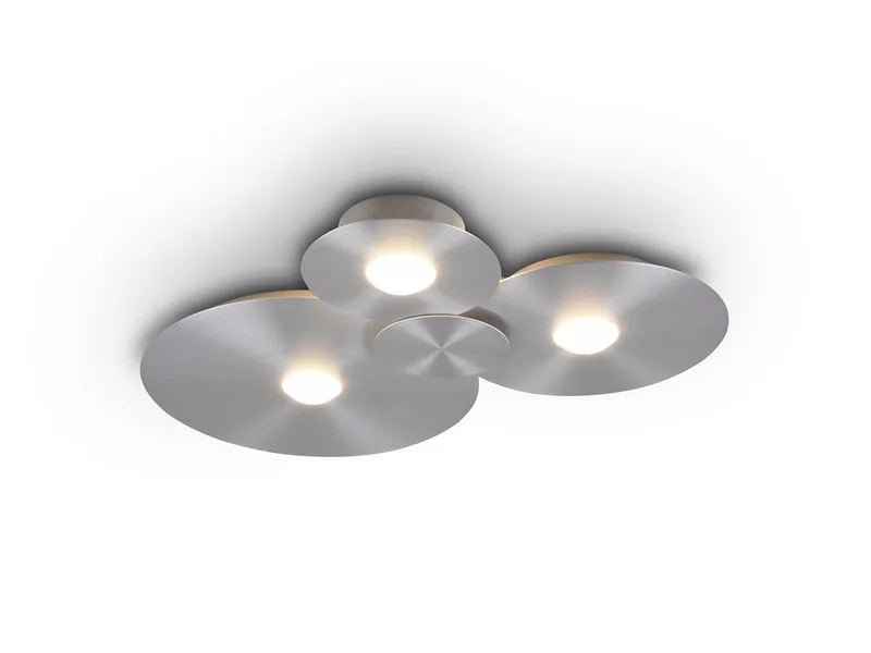 LED Deckenleuchte flach mit 3 LED-Ringen, Metall, B: 69cm, LED fest integriert, Warmweiß, LEDs getrennt schaltbar fra Reality i Sølv – produktbillede
