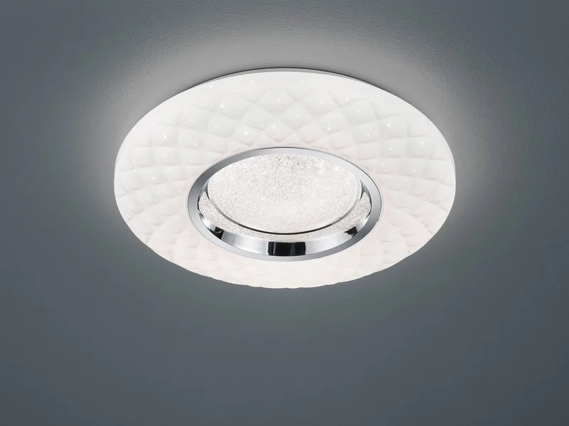 LED Deckenleuchte Magnolia, CCT - über Fernbedienung, LED fest integriert, Farbwechsler, dimmbar, inkl. Fernbed., Sternenhimmeleffekt, Lichtfarbe einstellbar de Reality en Blanc – photo produit