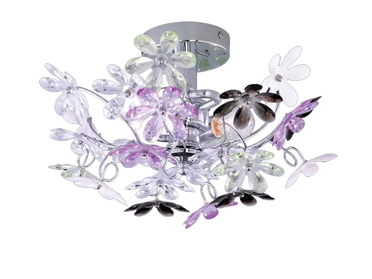 LED Deckenleuchte mit bunten Blüten Ø 38cm, dimmbar, LED wechselbar, Warmweiß, ausgefallene Designer-Lampe für die Decke, dimmbar über Licht-Schalter von Reality in Mehrfarbig – Produktfoto