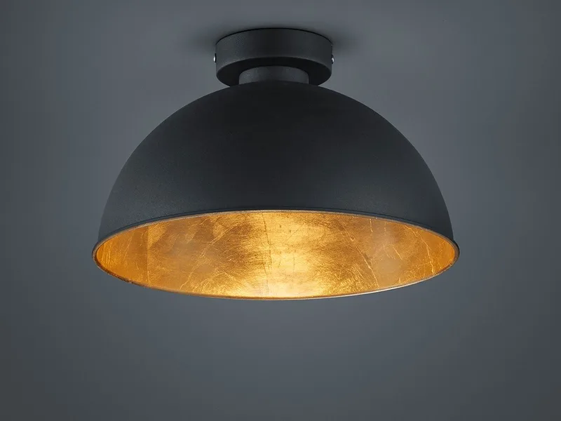 LED Deckenleuchte mit Metall Lampenschirm Ø 31cm, LED wechselbar, Warmweiß, Industrial Style Decke-nlampe Flurlampe Vintage, inkl. E27 LED von Reality in Schwarz – Produktfoto 3 von 5