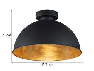 LED Deckenleuchte mit Metall Lampenschirm Ø 31cm, LED wechselbar, Warmweiß, Industrial Style Decke-nlampe Flurlampe Vintage, inkl. E27 LED von Reality in Schwarz – Produktfoto 4 von 5