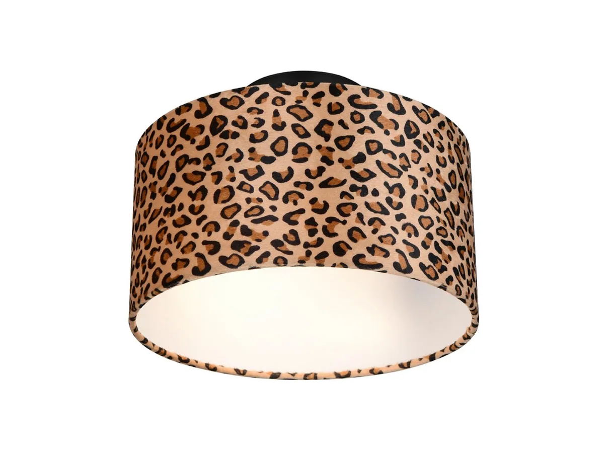 LED Deckenleuchte mit Stoff-Schirm Leopardenmuster Ø 30cm, dimmbar, LED wechselbar, warmweiß, ausgefallene besondere coole Deckenlampe Wohnzimmer & Jugendzimmer fra Reality i Brun – produktbillede