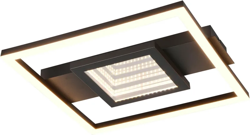 LED-plafondlamp WHEELER, LED-plafondlamp 16W 2000 lumen 3000K warmwit licht, geïntegreerde LED, warmwit, lichteffecten met spiegelfolie, 35 x 33 cm, wand- of plafondlamp van Reality in Zwart – productfoto