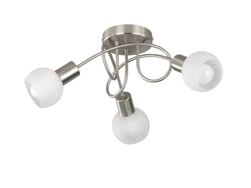 LED Deckenstrahler, Dimmfunktion, LED wechselbar, Warmweiß, innen, über-n Esstisch & im Treppenhaus Lampenschirme Glas Weiß, Ø47cm fra Reality i Sølv – produktbillede