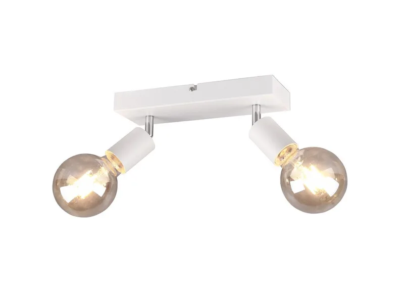 LED Deckenstrahler, Dimmfunktion, LED wechselbar, Warmweiß, innen, Industrial Deckenleuchte 2-flammig Jugendzimmer, B: 26cm de Reality en Blanc – photo produit