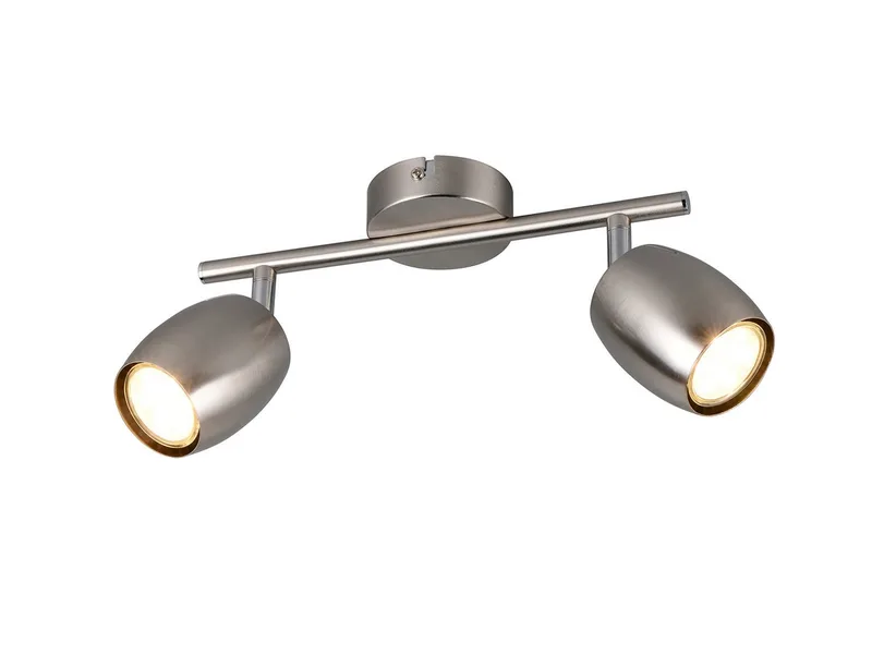 LED Deckenstrahler, Dimmfunktion, LED wechselbar, Warmweiß, Innen Strahler mit 2 schwenkbaren Spots für die Decke, Breite 27,5cm fra Reality i Sølv – produktbillede
