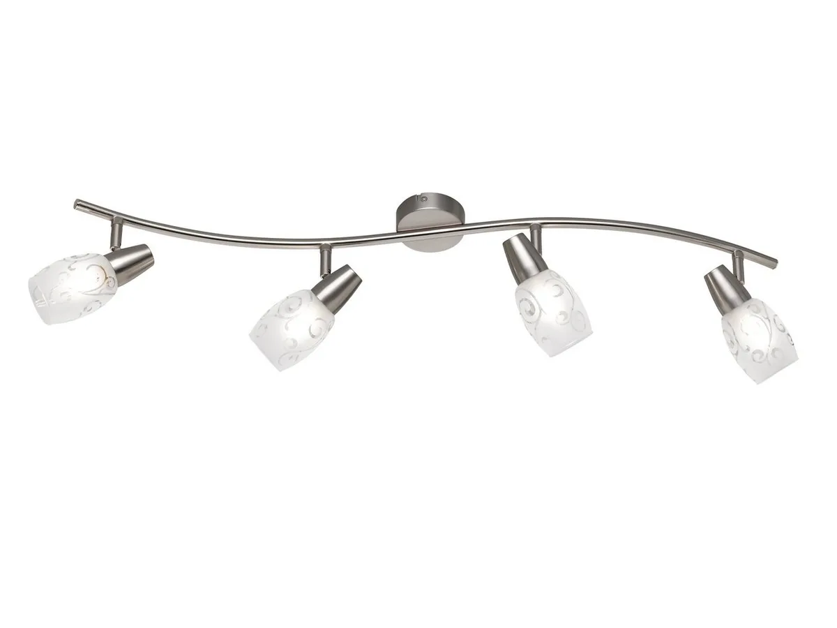 LED Deckenstrahler, Dimmfunktion, LED wechselbar, Warmweiß, innen, mehrflammig-e Deckenleuchte 4 Glas Lampenschirm-e, Breite 79cm fra Reality i Sølv – produktbillede