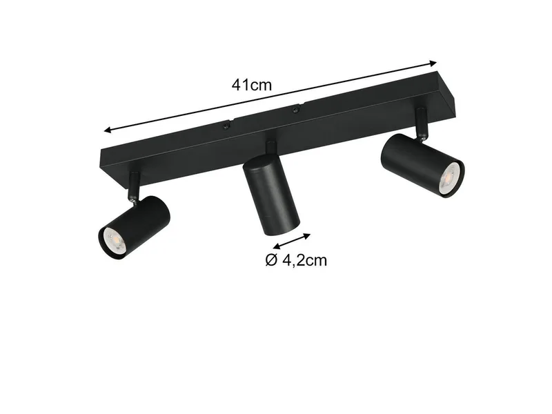 LED Deckenstrahler Metall, Spots schwenkbar, Breite 41cm, Leuchtmittel dimmbar, LED wechselbar, Warmweiß, Designklassiker Innen Strahler Deckenleuchte dimmbar über Schalter de Reality en Noir – photo produit 4 sur 5