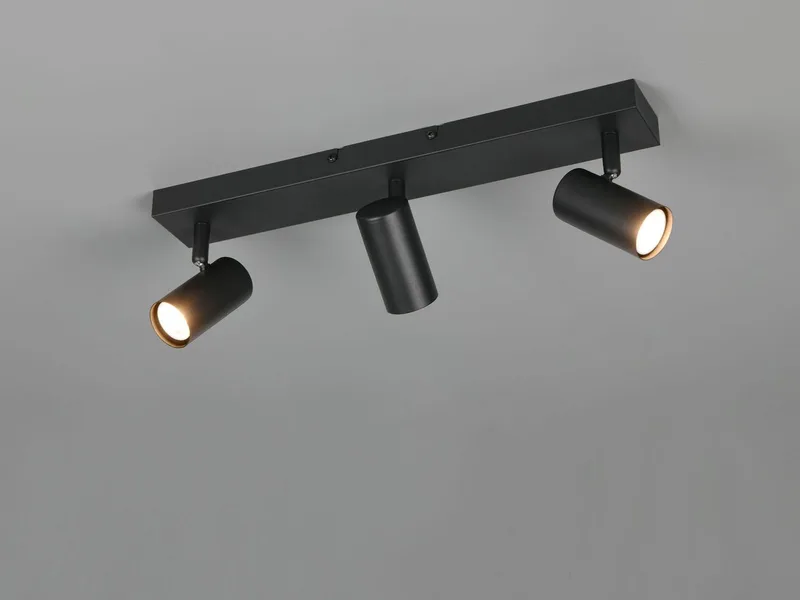 LED Deckenstrahler Metall, Spots schwenkbar, Breite 41cm, Leuchtmittel dimmbar, LED wechselbar, Warmweiß, Designklassiker Innen Strahler Deckenleuchte dimmbar über Schalter de Reality en Noir – photo produit 2 sur 5