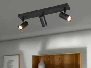 LED Deckenstrahler Metall, Spots schwenkbar, Breite 41cm, Leuchtmittel dimmbar, LED wechselbar, Warmweiß, Designklassiker Innen Strahler Deckenleuchte dimmbar über Schalter de Reality en Noir – photo produit 3 sur 5