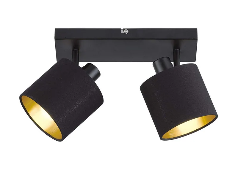 LED Deckenstrahler mit Stoffschirm & E14 LEDs, Breite 28cm, dimmbar, LED wechselbar, Warmweiß, Deckenleuchte 2-flammig, Strahler schwenkbar fra Reality i Sort – produktbillede
