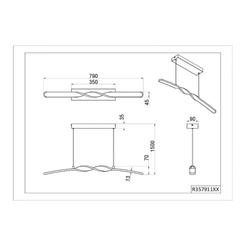 LED hanglamp Ginko, metaal, lengte 79 cm von Reality in Zand – Produktfoto
