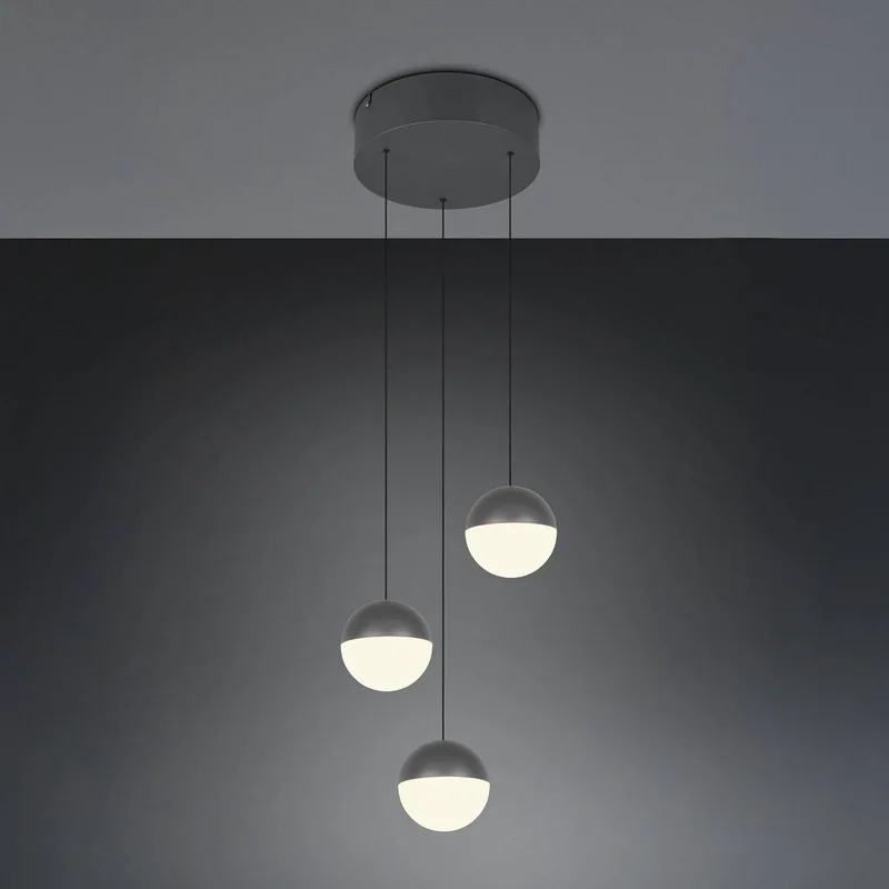 LED hanglamp Senta, antraciet, Ø 25 cm, 3.000 K 3-lamps. von Reality in Anthrazit, Schwarz – Produktfoto