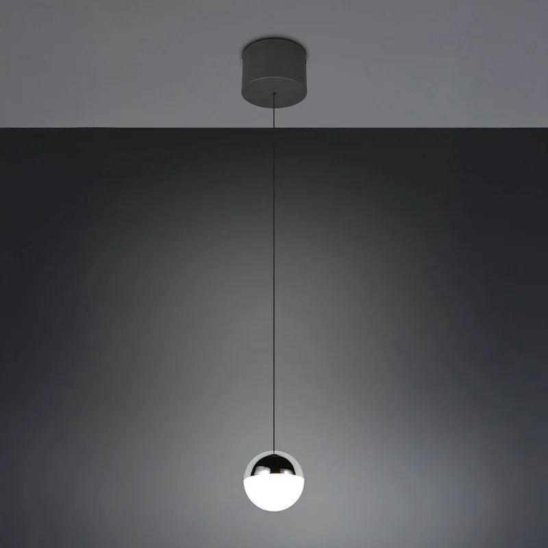 LED hanglamp Senta, chroomkleurig, Ø 10 cm, 4.000 K 1-lamp. von Reality in Chrom, Schwarz – Produktfoto