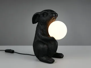 LED Nachttischlampe, Dimmfunktion, LED wechselbar, warmweiß, besondere Tischlampe ausgefallen-e Hasenlampe Höhe 28cm fra Reality i Sort – produktbillede 3 af 5