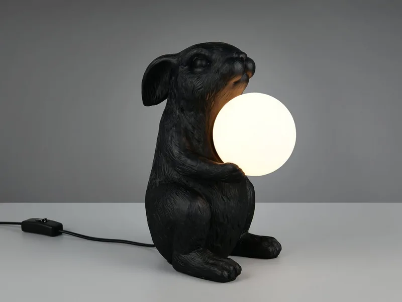 LED Nachttischlampe, Dimmfunktion, LED wechselbar, warmweiß, besondere Tischlampe ausgefallen-e Hasenlampe Höhe 28cm fra Reality i Sort – produktbillede 3 af 5