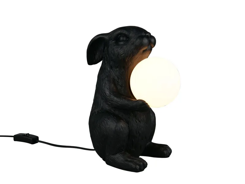 LED Nachttischlampe, Dimmfunktion, LED wechselbar, warmweiß, besondere Tischlampe ausgefallen-e Hasenlampe Höhe 28cm fra Reality i Sort – produktbillede 1 af 5