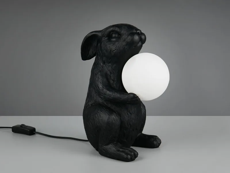 LED Nachttischlampe, Dimmfunktion, LED wechselbar, warmweiß, besondere Tischlampe ausgefallen-e Hasenlampe Höhe 28cm fra Reality i Sort – produktbillede 5 af 5