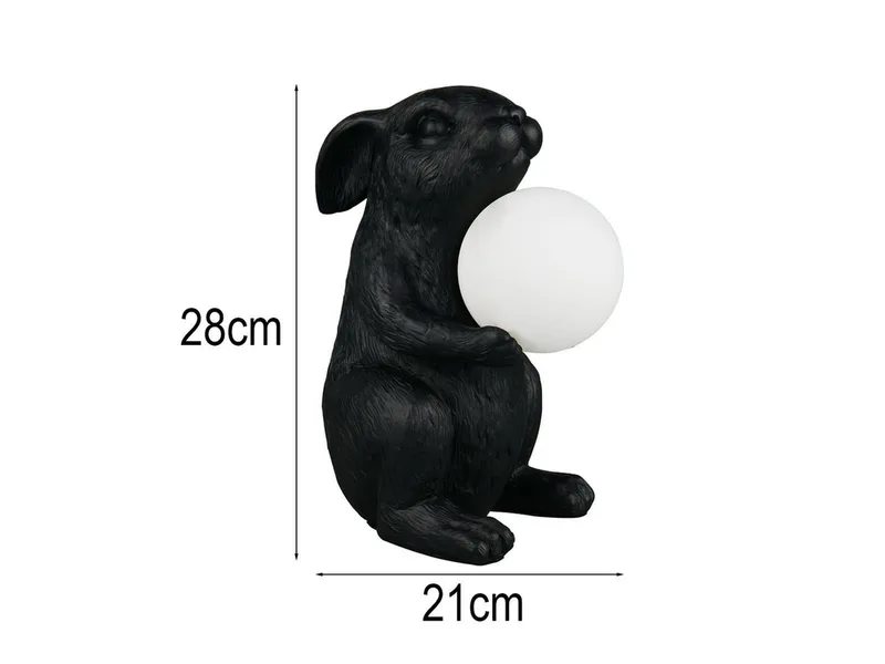 LED Nachttischlampe, Dimmfunktion, LED wechselbar, warmweiß, besondere Tischlampe ausgefallen-e Hasenlampe Höhe 28cm fra Reality i Sort – produktbillede 4 af 5