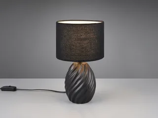 LED Nachttischlampe, Dimmfunktion, LED wechselbar, warmweiß, mit Keramik-fuß & Stoff-schirm für die Fensterbank, Höhe 31cm von Reality in Schwarz – Produktfoto 3 von 5