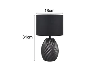 LED Nachttischlampe, Dimmfunktion, LED wechselbar, warmweiß, mit Keramik-fuß & Stoff-schirm für die Fensterbank, Höhe 31cm von Reality in Schwarz – Produktfoto 4 von 5