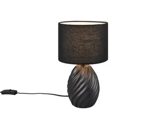 LED Nachttischlampe, Dimmfunktion, LED wechselbar, warmweiß, mit Keramik-fuß & Stoff-schirm für die Fensterbank, Höhe 31cm von Reality in Schwarz – Produktfoto 1 von 5
