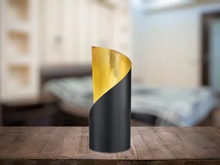LED Nachttischlampe, LED wechselbar, Warmweiß, kleine ausgefallene Designer-lampe für Fensterbank Gold H 24cm by Reality in Black – product photo 2 of 5