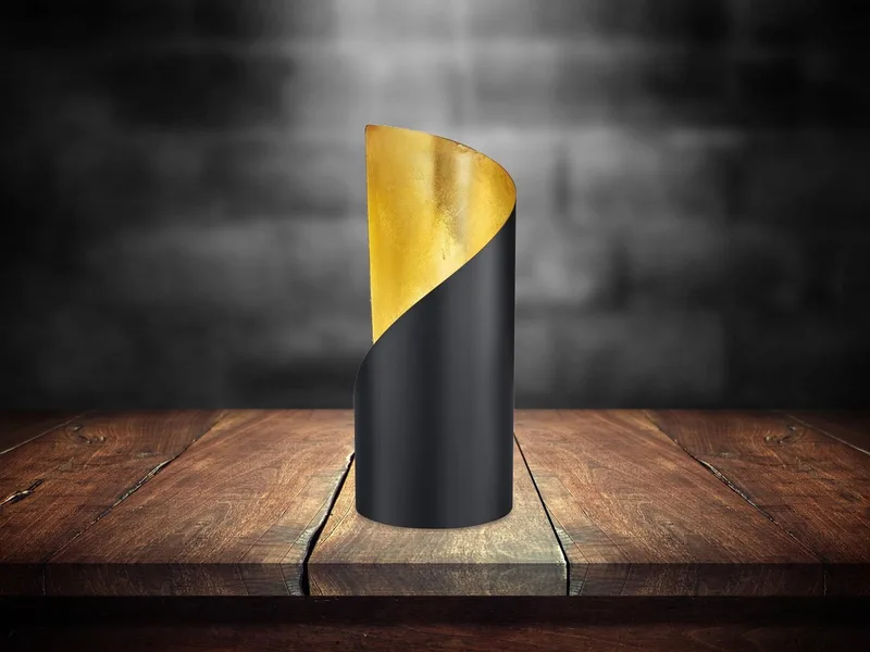 LED Nachttischlampe, LED wechselbar, Warmweiß, kleine ausgefallene Designer-lampe für Fensterbank Gold H 24cm by Reality in Black – product photo 5 of 5