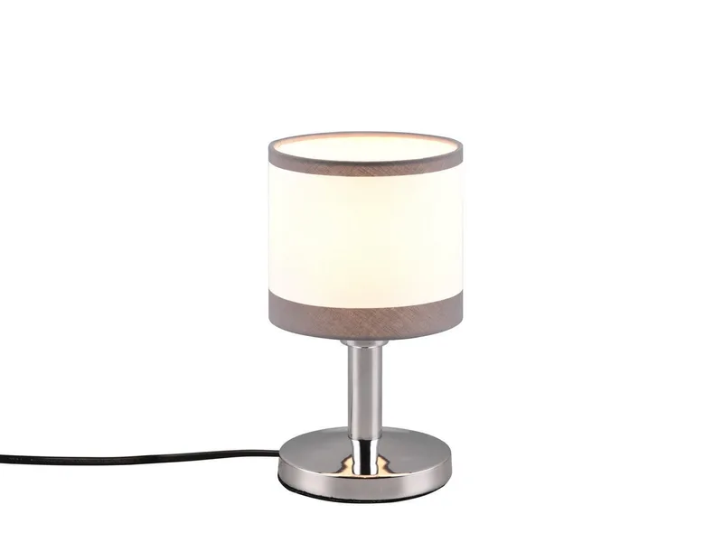 LED Nachttischlampe, LED wechselbar, warmweiß, Touch dimmbar, kleine Fensterlampe für Fensterbank Metallfuß, H 22,5cm van Reality in Grijs, Wit – productfoto