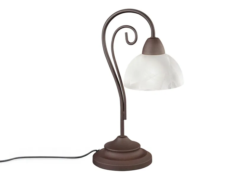 LED Nachttischlampe mit Glasschirm inkl. E14 LED, Höhe 40cm, dimmbar, LED wechselbar, Warmweiß, große Landhaus-Stil Tischlampe, Wohnzimmer Tischleuchte Sideboard de Reality en Marron – photo produit
