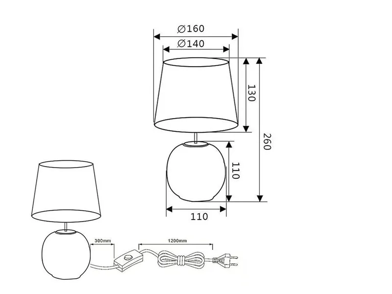 LED Nachttischlampe mit Keramikfuß & Samtschirm, Höhe 26cm, dimmbar, LED wechselbar, Warmweiß, kleine gemütliche Retro Tischleuchte für Fensterbank, inkl. E14 LED de Reality en Bleu, Or – photo produit 5 sur 5